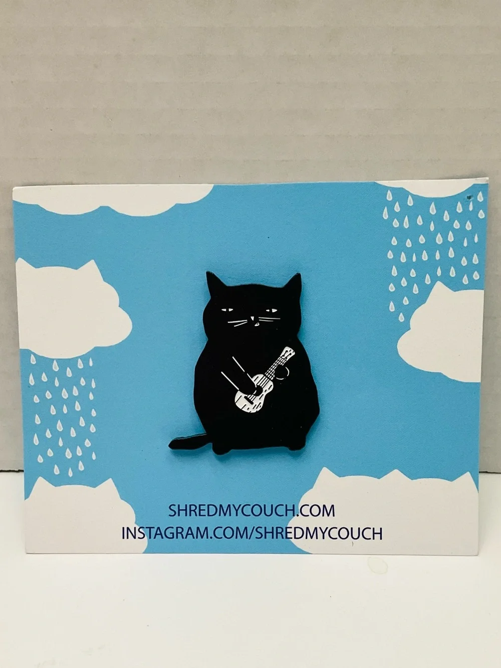 🌼4/$10🌼 NEW SHRED MY COUCH Black Cat with Guitar Pin - Cute Cat Pin